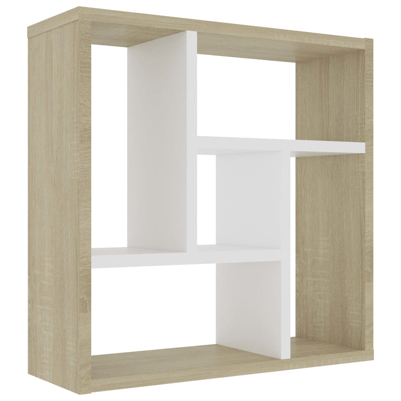 Wandschap 45,1x16x45,1 cm spaanplaat wit en sonoma eikenkleurig
