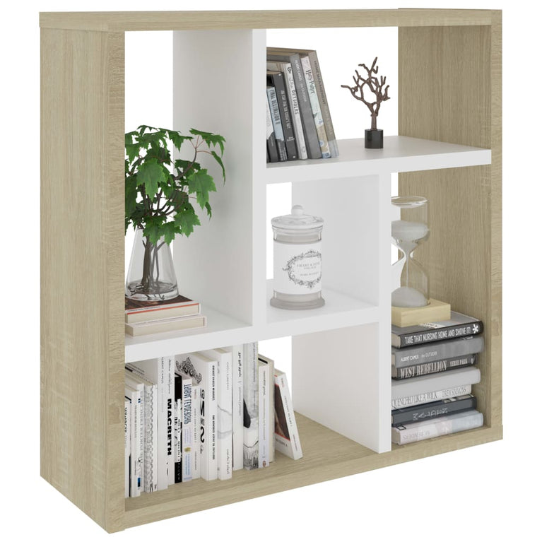 Wandschap 45,1x16x45,1 cm spaanplaat wit en sonoma eikenkleurig