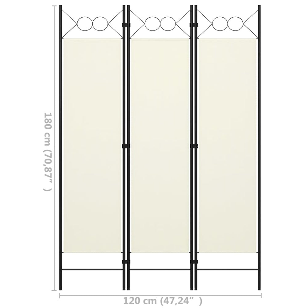 Kamerscherm met 3 panelen 120x180 cm crèmewit MeubelReus