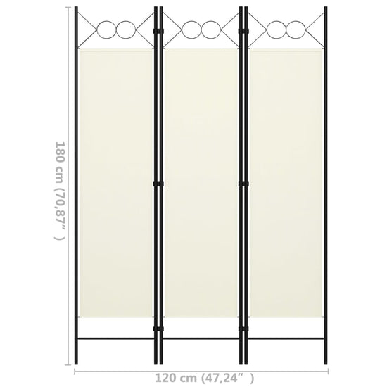 Kamerscherm met 3 panelen 120x180 cm crèmewit MeubelReus
