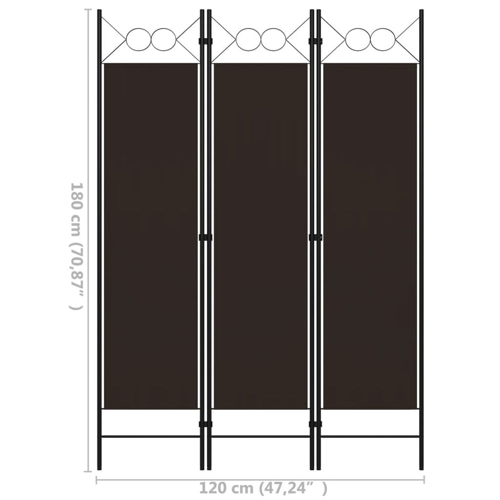 Kamerscherm met 3 panelen 120x180 cm bruin MeubelReus