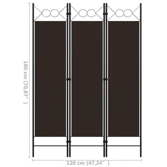 Kamerscherm met 3 panelen 120x180 cm bruin MeubelReus