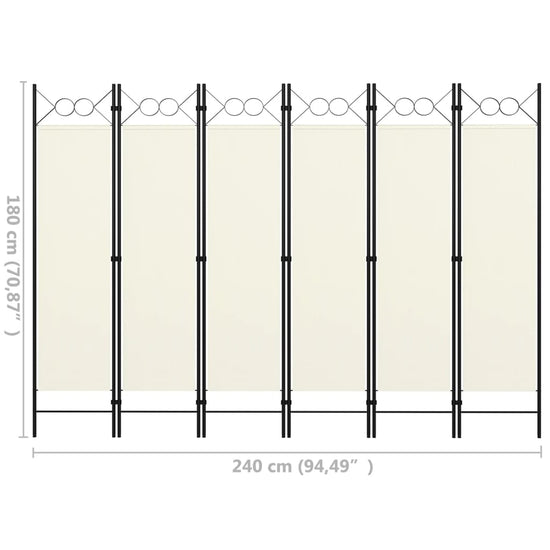 Kamerscherm met 6 panelen 240x180 cm crèmewit MeubelReus