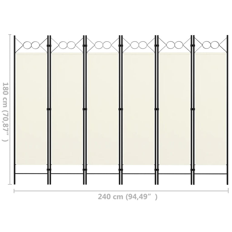 Kamerscherm met 6 panelen 240x180 cm crèmewit MeubelReus