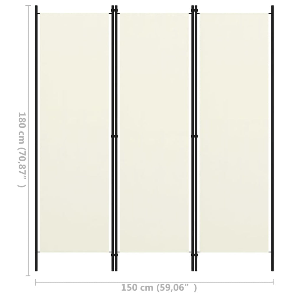 Kamerscherm met 3 panelen 150x180 cm crèmewit MeubelReus
