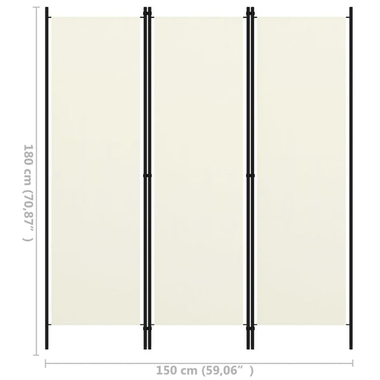 Kamerscherm met 3 panelen 150x180 cm crèmewit MeubelReus