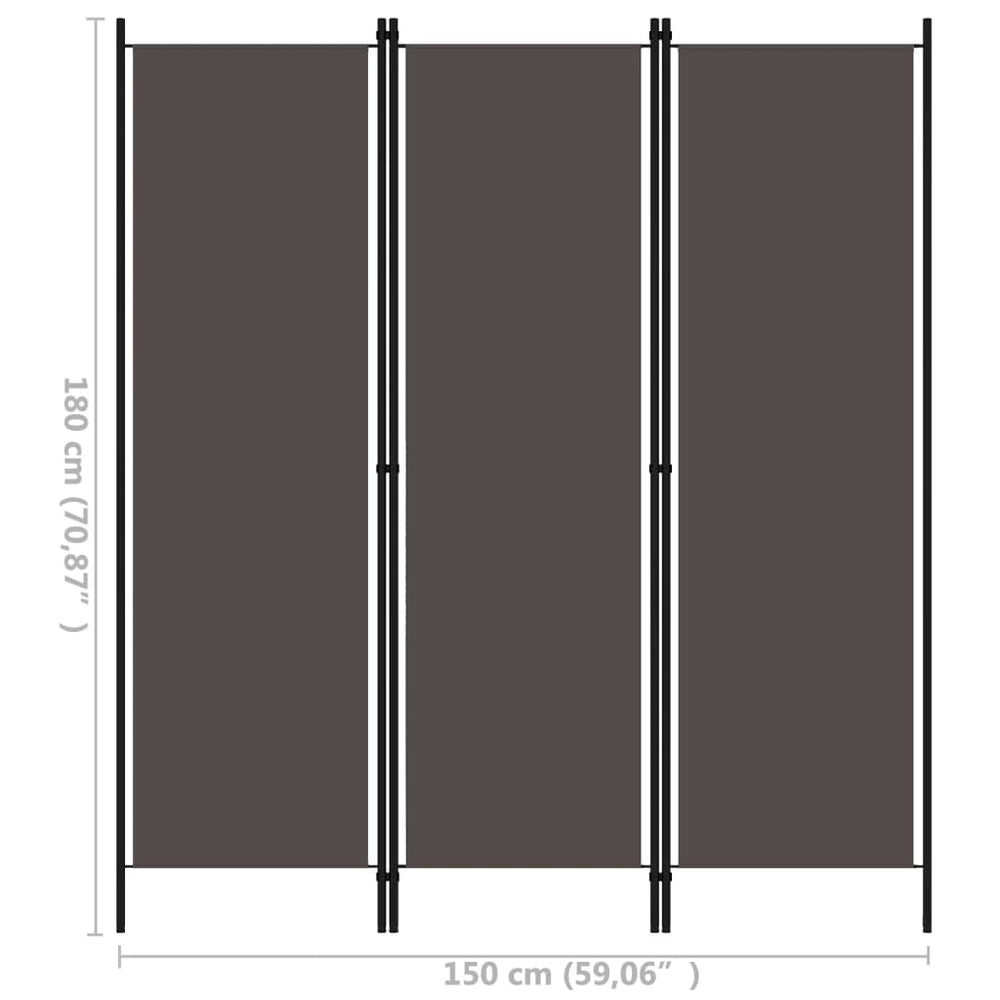 Kamerscherm met 3 panelen 150x180 cm antraciet MeubelReus