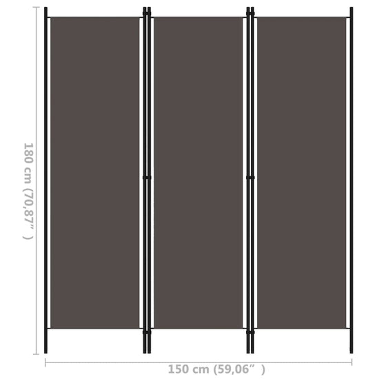 Kamerscherm met 3 panelen 150x180 cm antraciet MeubelReus