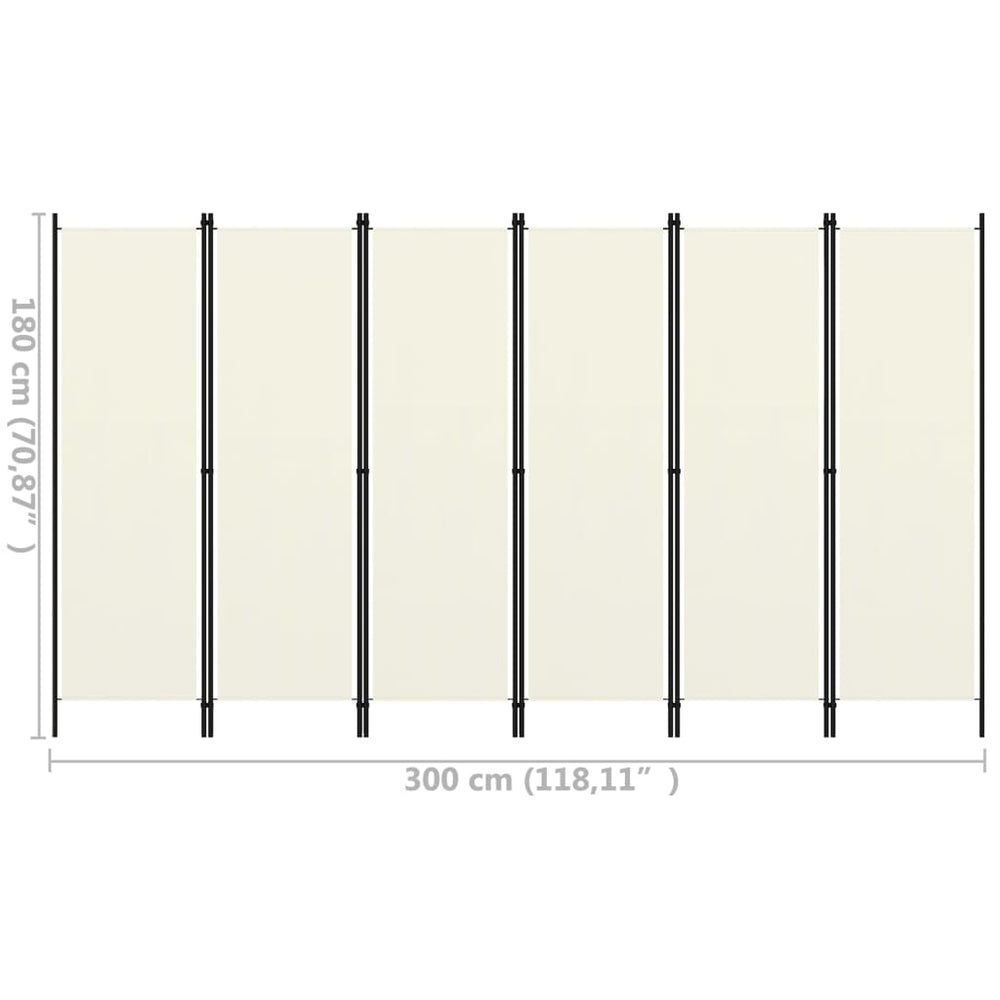 Kamerscherm met 6 panelen 300x180 cm crèmewit MeubelReus