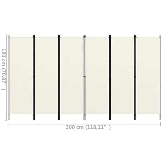 Kamerscherm met 6 panelen 300x180 cm crèmewit MeubelReus