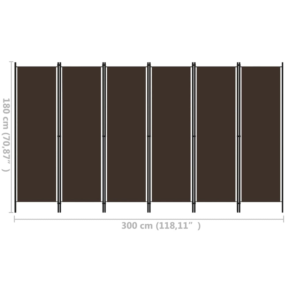 Kamerscherm met 6 panelen 300x180 cm bruin MeubelReus