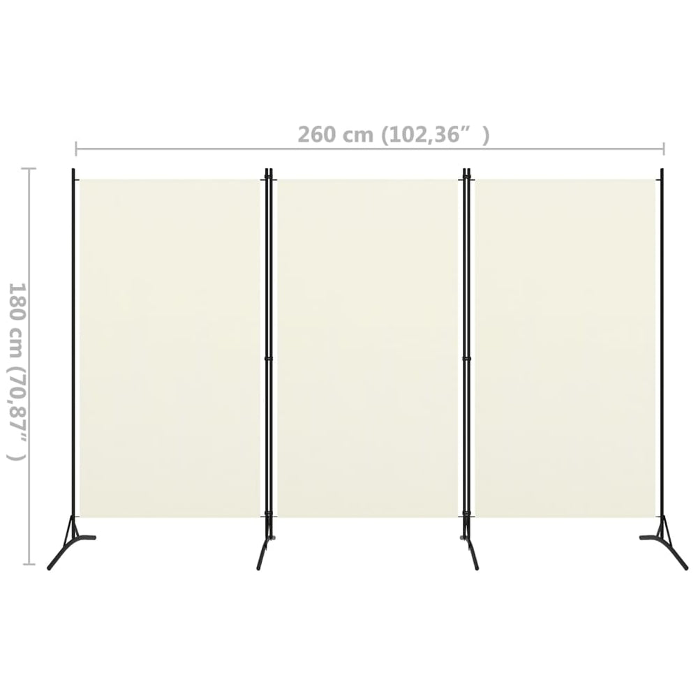 Kamerscherm met 3 panelen 260x180 cm crèmewit MeubelReus