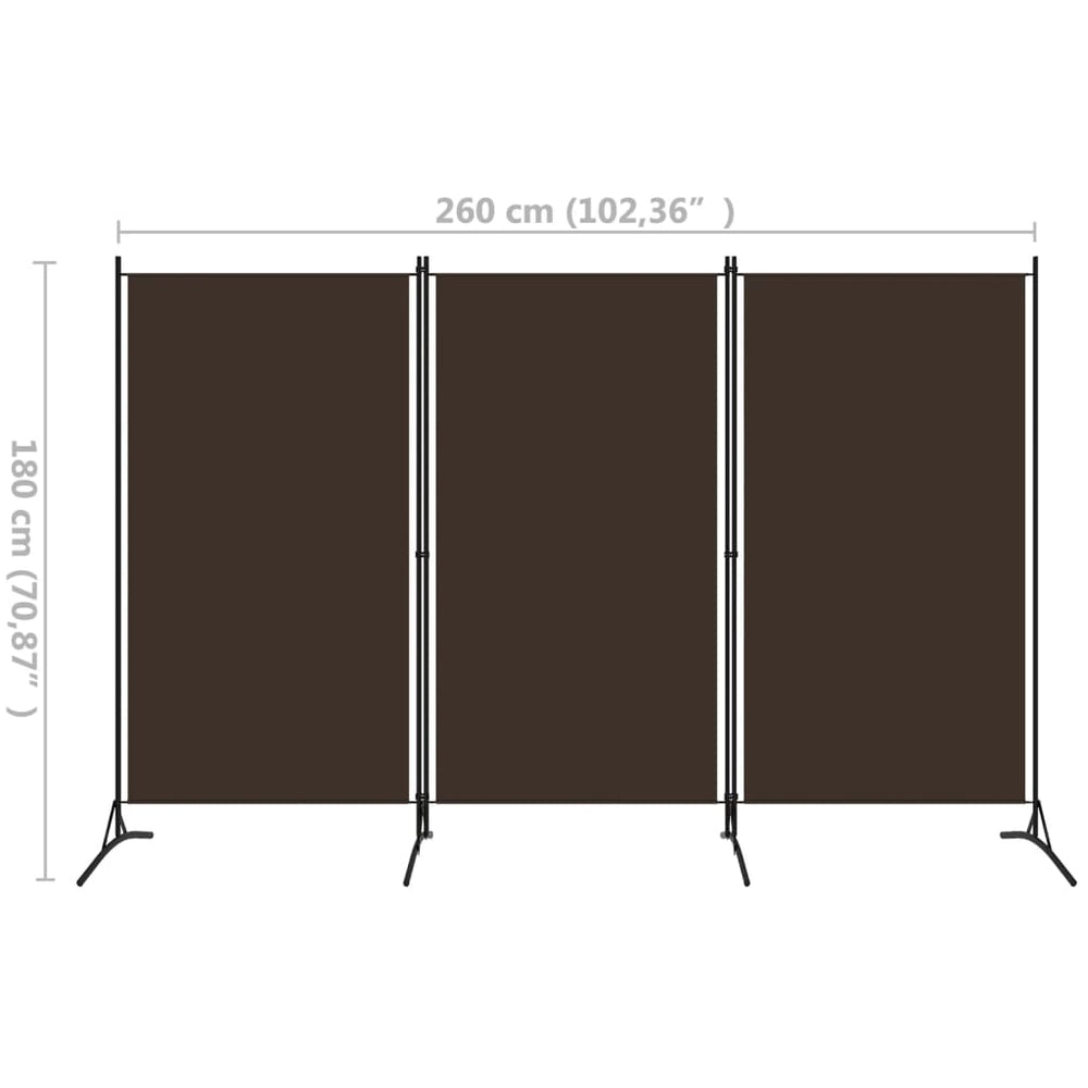 Kamerscherm met 3 panelen 260x180 cm bruin MeubelReus