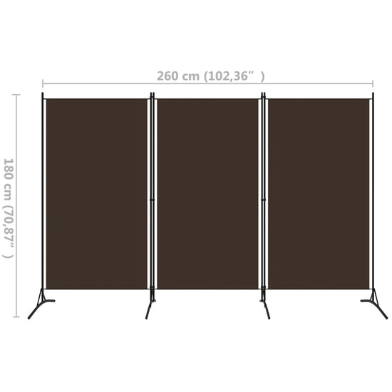 Kamerscherm met 3 panelen 260x180 cm bruin MeubelReus