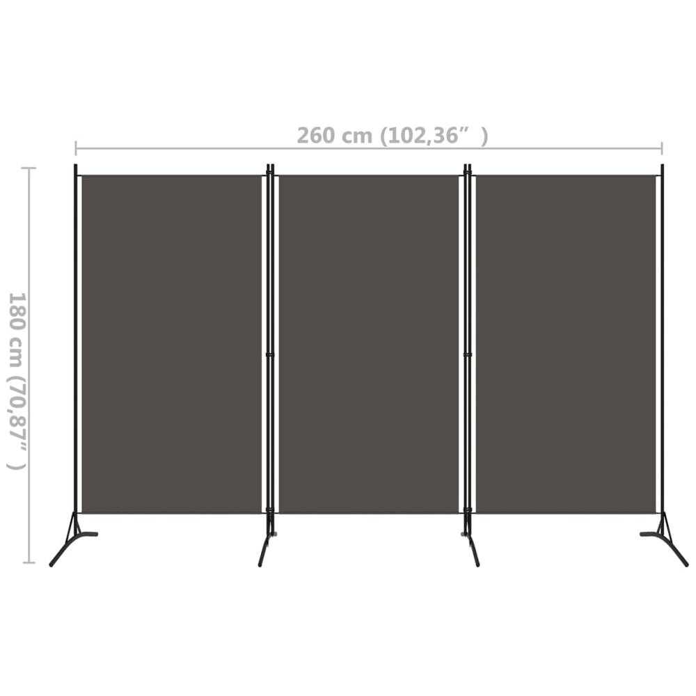 Kamerscherm met 3 panelen 260x180 cm antraciet MeubelReus