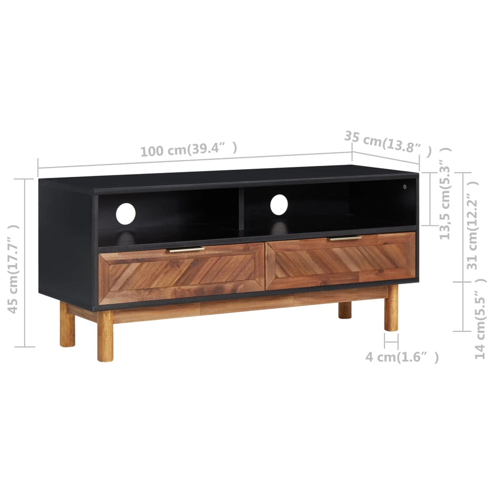 Tv-meubel 100x35x45 cm massief acaciahout en MDF MeubelReus