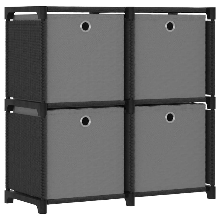 Kast met 4 vakken met boxen 69x30x72,5 cm stof zwart MeubelReus