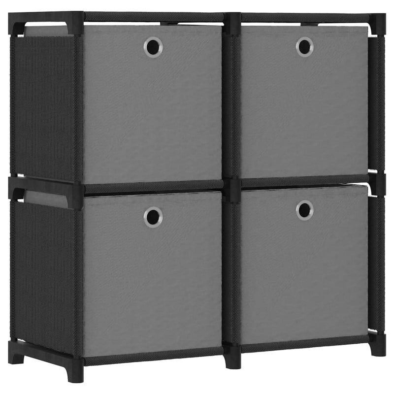 Kast met 4 vakken met boxen 69x30x72,5 cm stof zwart MeubelReus
