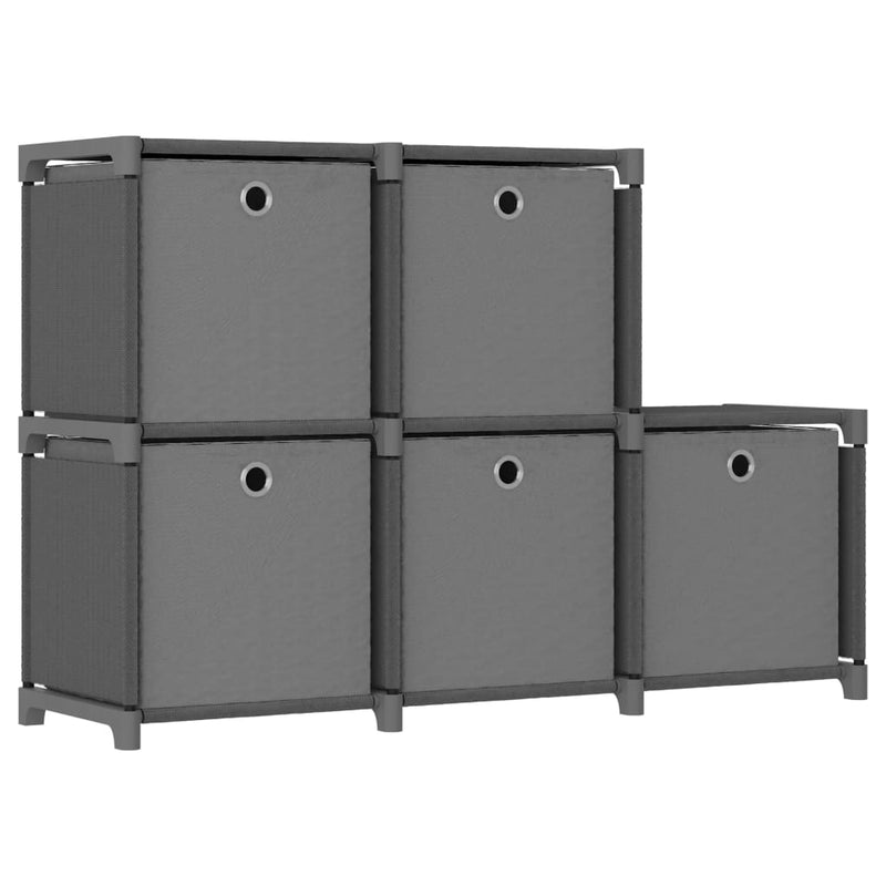 Kast met 5 vakken met boxen 103x30x72,5 cm stof grijs MeubelReus