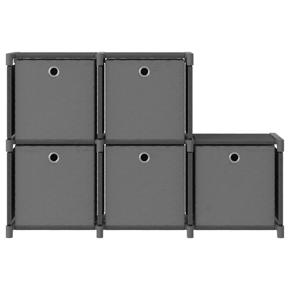Kast met 5 vakken met boxen 103x30x72,5 cm stof grijs MeubelReus
