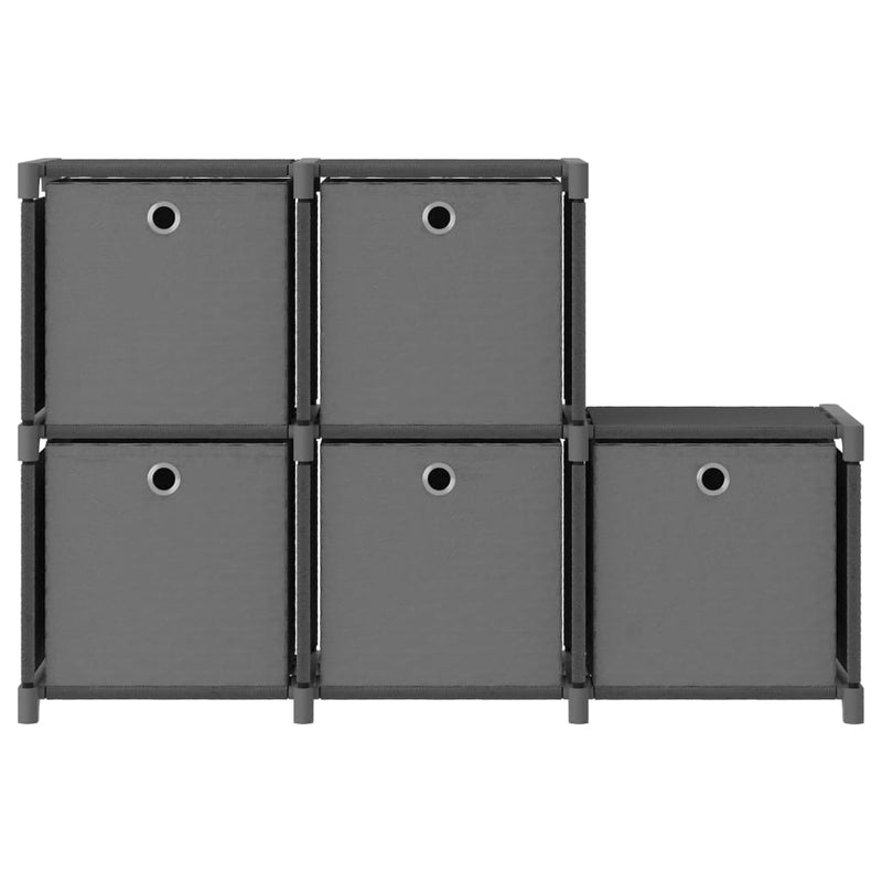 Kast met 5 vakken met boxen 103x30x72,5 cm stof grijs MeubelReus