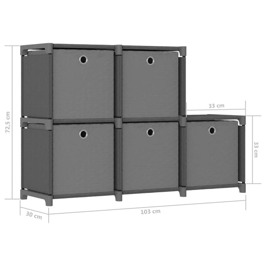 Kast met 5 vakken met boxen 103x30x72,5 cm stof grijs MeubelReus