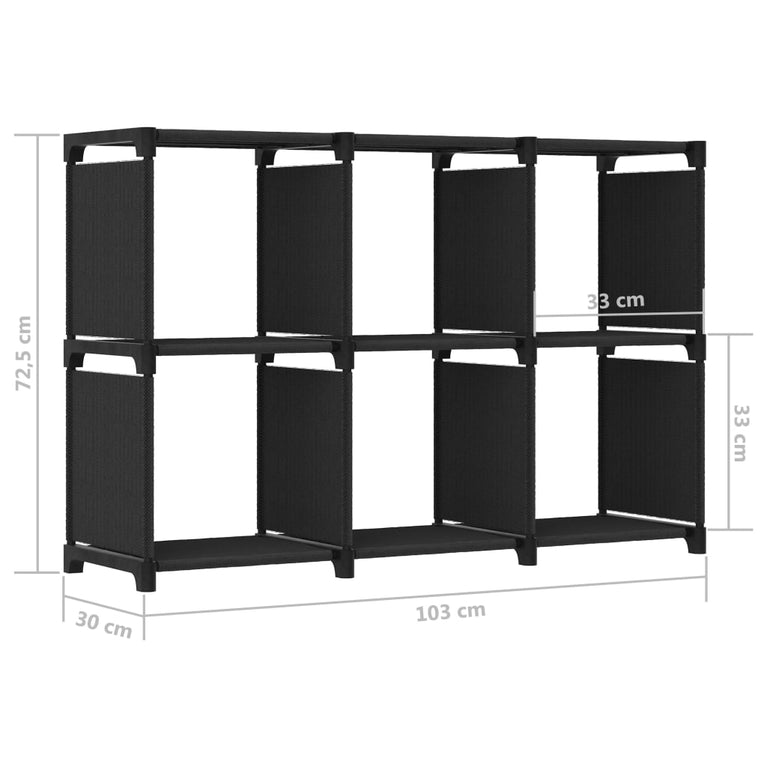 Kast met 6 vakken 103x30x72,5 cm stof zwart MeubelReus