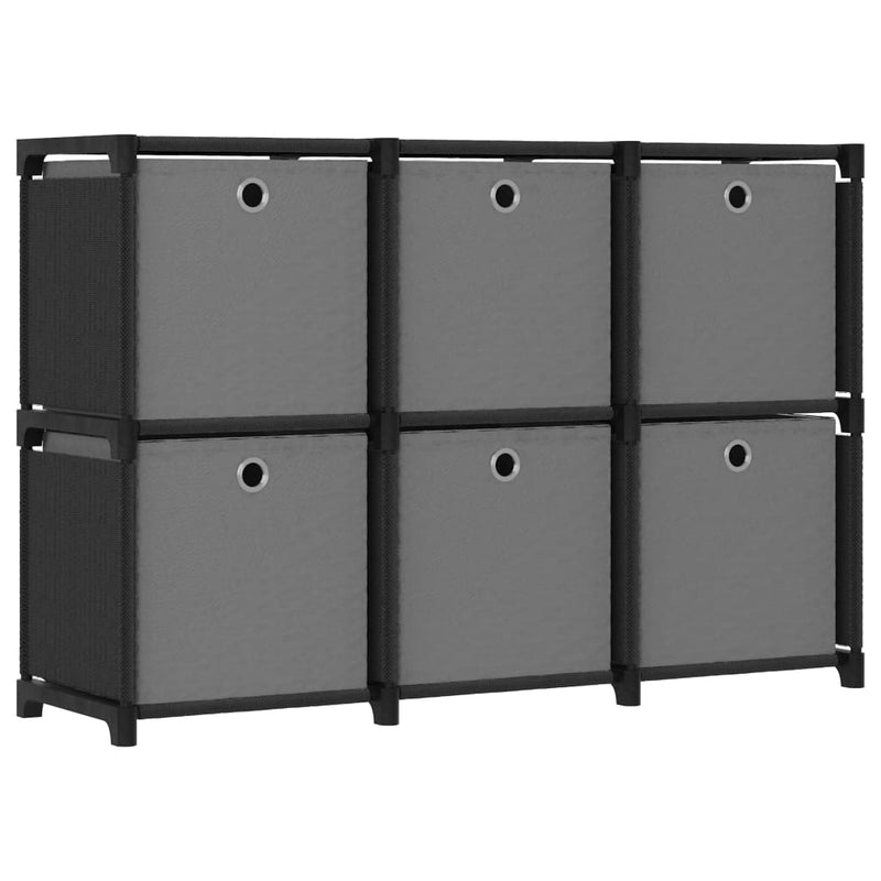 Kast met 6 vakken met boxen 103x30x72,5 cm stof zwart MeubelReus