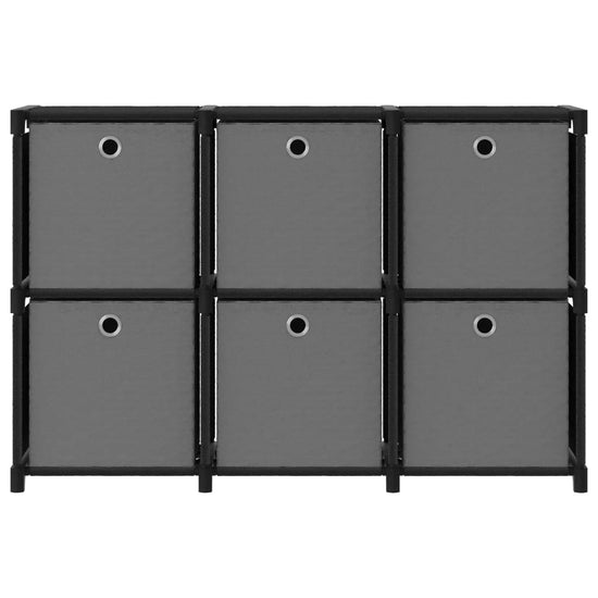Kast met 6 vakken met boxen 103x30x72,5 cm stof zwart MeubelReus