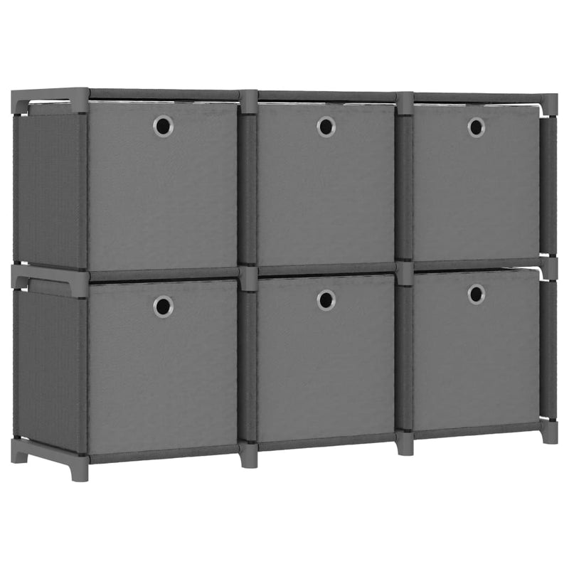 Kast met 6 vakken met boxen 103x30x72,5 cm stof grijs MeubelReus