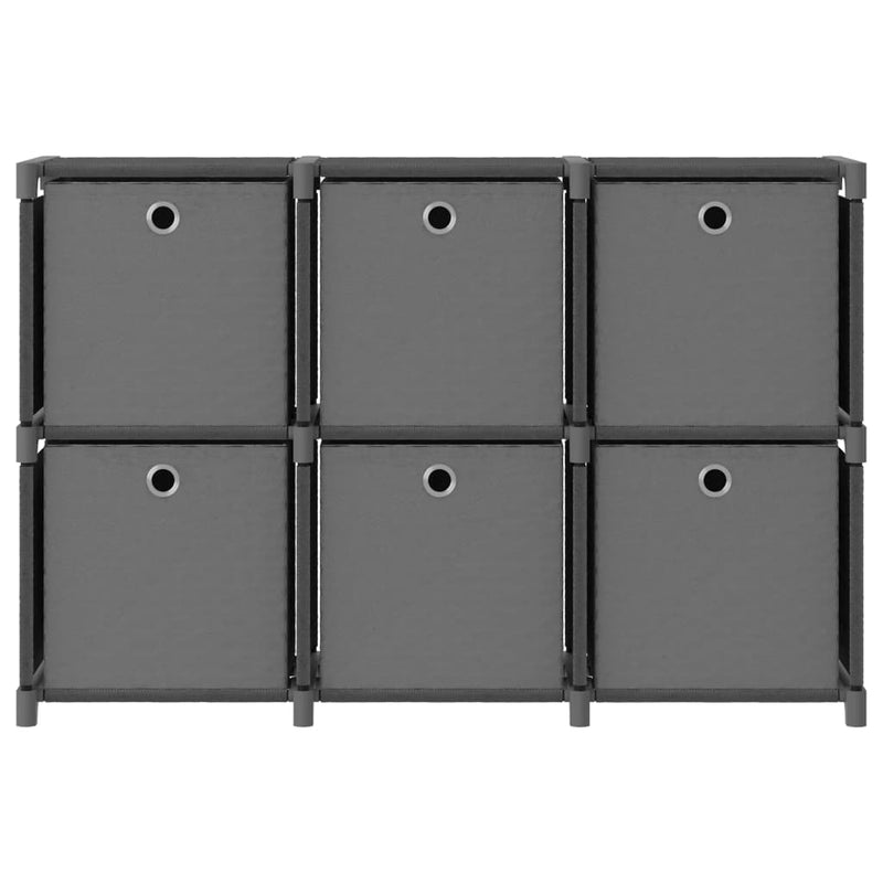 Kast met 6 vakken met boxen 103x30x72,5 cm stof grijs MeubelReus