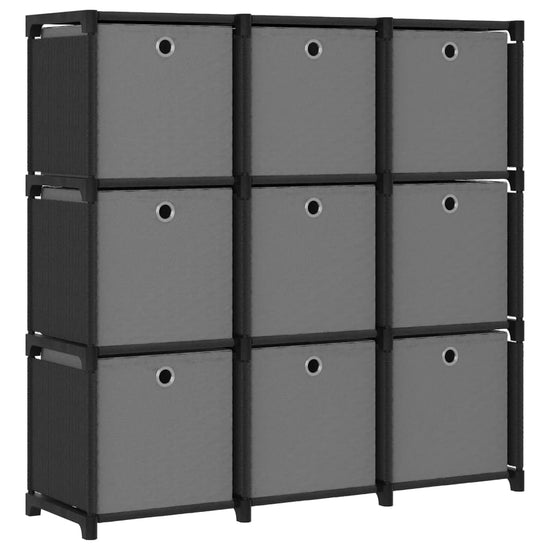 Kast met 9 vakken met boxen 103x30x107,5 cm stof zwart MeubelReus
