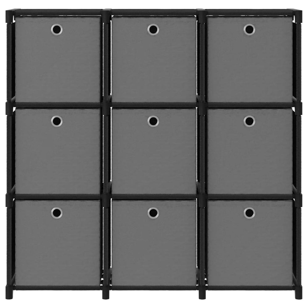 Kast met 9 vakken met boxen 103x30x107,5 cm stof zwart MeubelReus