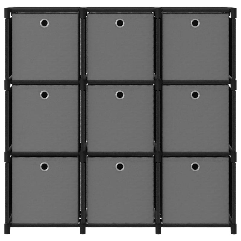Kast met 9 vakken met boxen 103x30x107,5 cm stof zwart MeubelReus