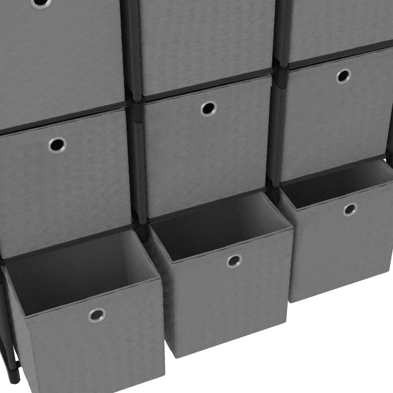 Kast met 9 vakken met boxen 103x30x107,5 cm stof zwart MeubelReus