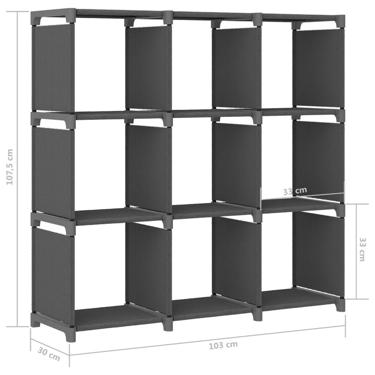 Kast met 9 vakken 103x30x107,5 cm stof grijs MeubelReus