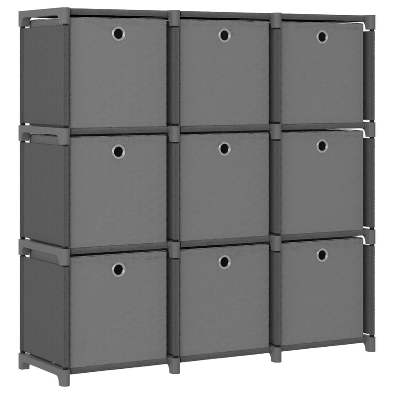 Kast met 9 vakken met boxen 103x30x107,5 cm stof grijs MeubelReus