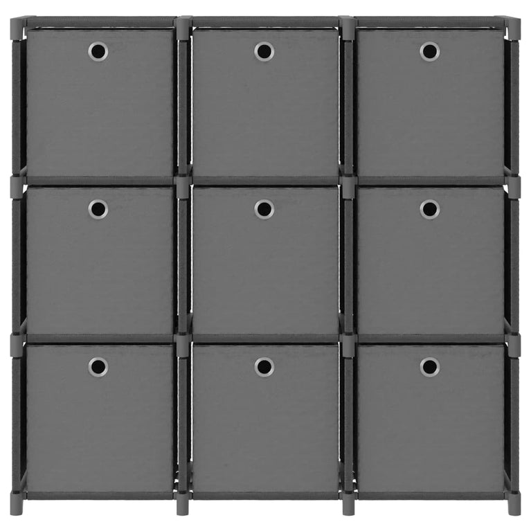 Kast met 9 vakken met boxen 103x30x107,5 cm stof grijs MeubelReus