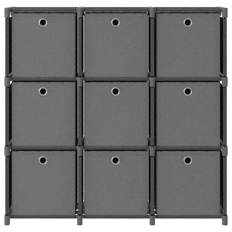 Kast met 9 vakken met boxen 103x30x107,5 cm stof grijs MeubelReus