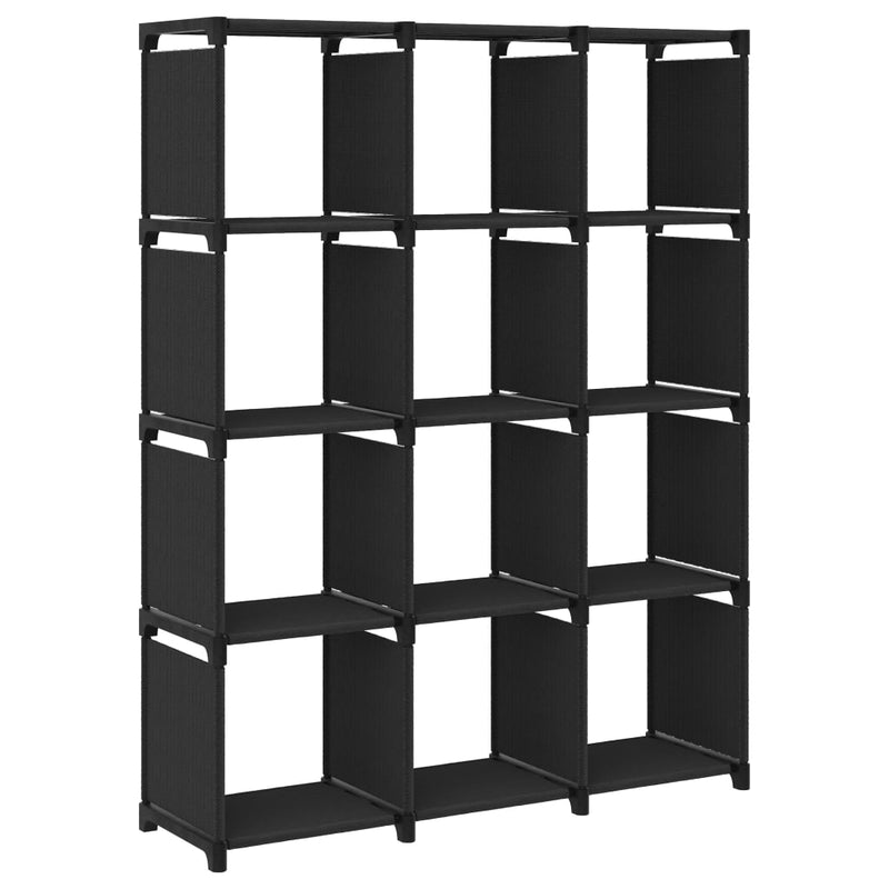 Kast met 12 vakken 103x30x141 cm stof zwart MeubelReus
