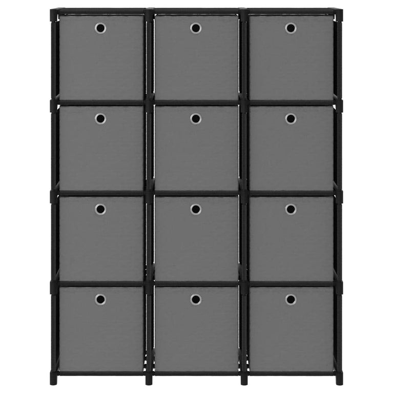 Kast met 12 vakken met boxen 103x30x141 cm stof zwart MeubelReus