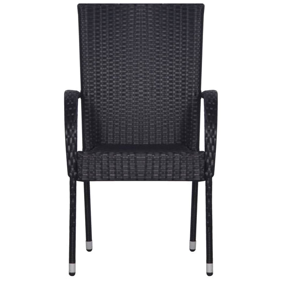 Tuinstoelen stapelbaar 4 st poly rattan zwart MeubelReus