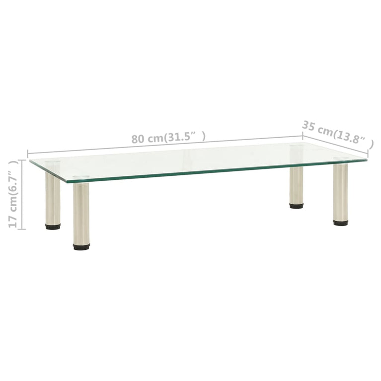 Tv-meubel 80x35x17 cm gehard glas transparant
