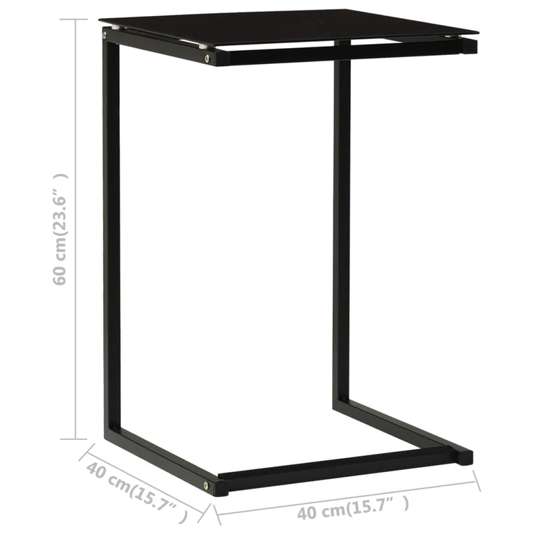 Bijzettafel 40x40x60 cm gehard glas zwart MeubelReus