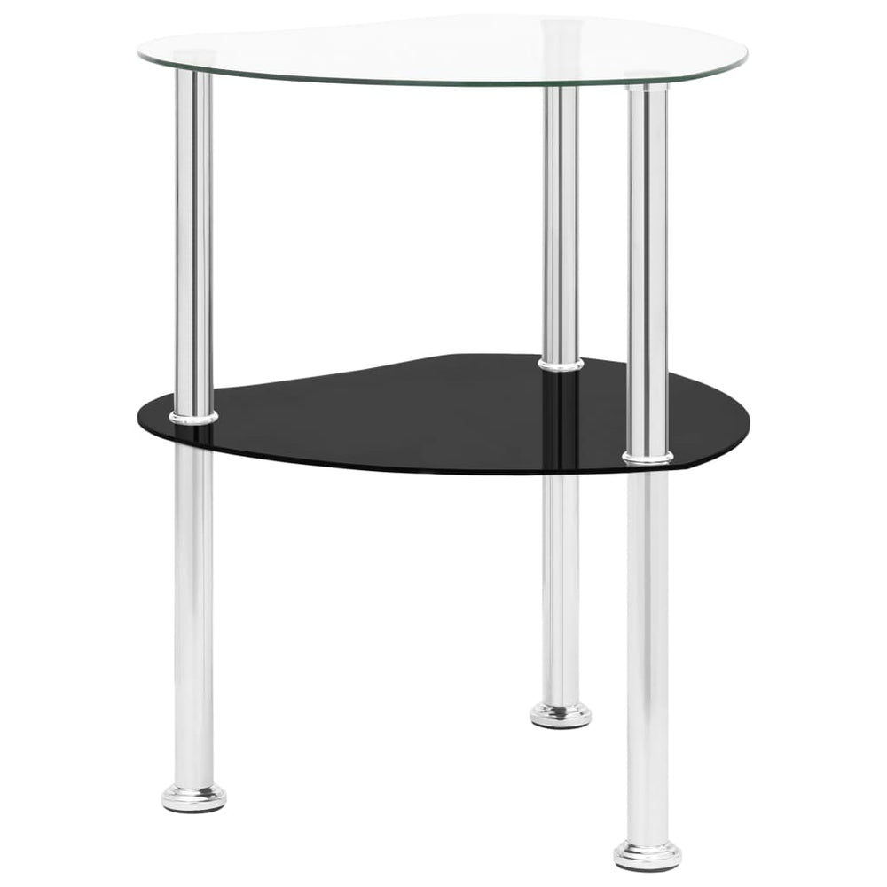 Bijzettafel 2-laags 38x38x50 cm gehard glas transparant zwart MeubelReus