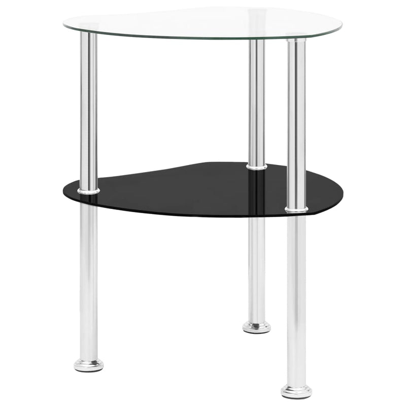 Bijzettafel 2-laags 38x38x50 cm gehard glas transparant zwart MeubelReus