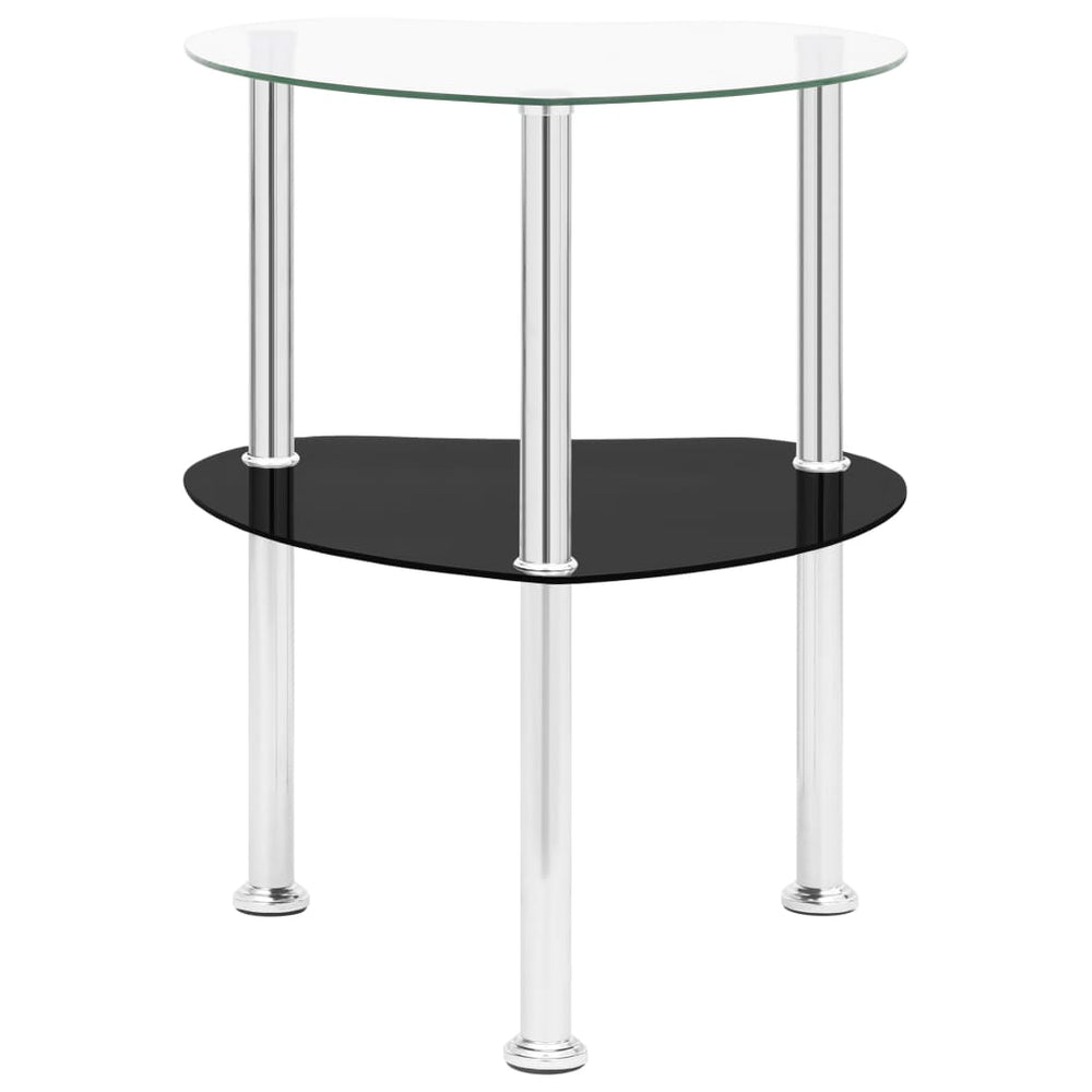 Bijzettafel 2-laags 38x38x50 cm gehard glas transparant zwart MeubelReus