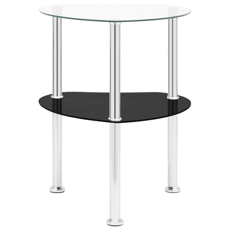 Bijzettafel 2-laags 38x38x50 cm gehard glas transparant zwart MeubelReus