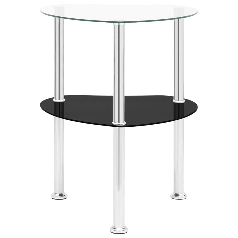 Bijzettafel 2-laags 38x38x50 cm gehard glas transparant zwart MeubelReus