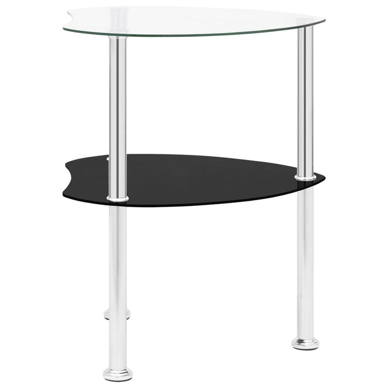 Bijzettafel 2-laags 38x38x50 cm gehard glas transparant zwart MeubelReus